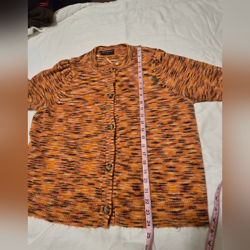 Lane Bryant Cardigan In Orange Size 18/20 Some Pilling On Bottom - Picture 7 of 9
